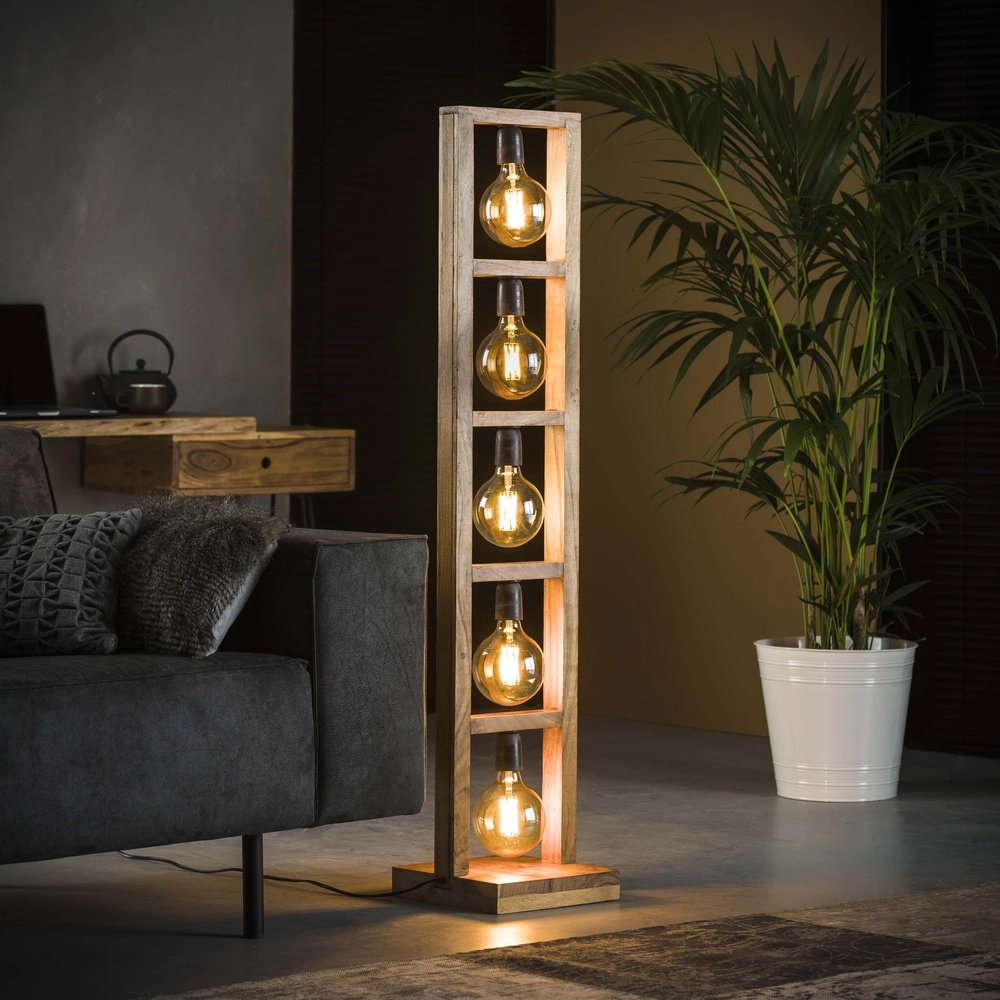 Lampe de sol en bois Modulo 5x E27 - Acacia solide