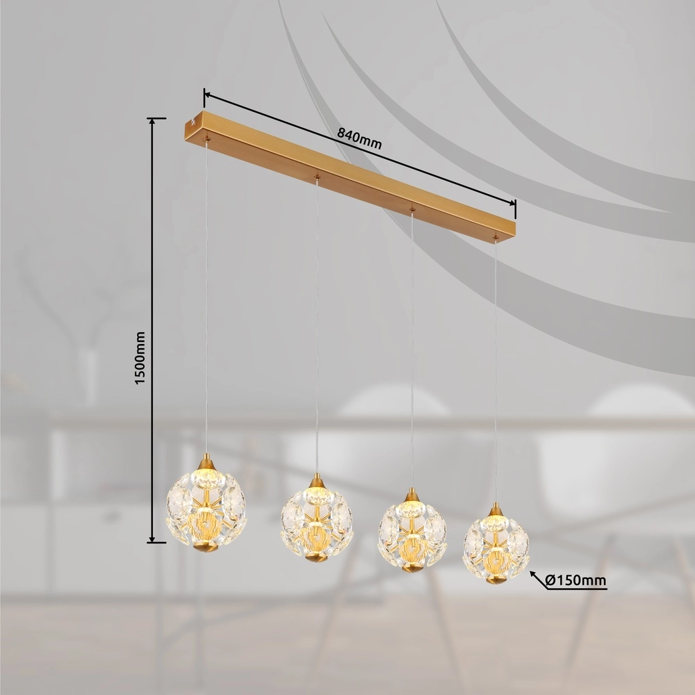 Lampe suspendue à 4 lumières Virina Or Globo 9007371452620