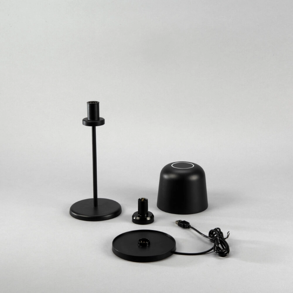 Lampe de table rechargeable Biot noir avec capuchon amovible KonstSmide 7318307845754