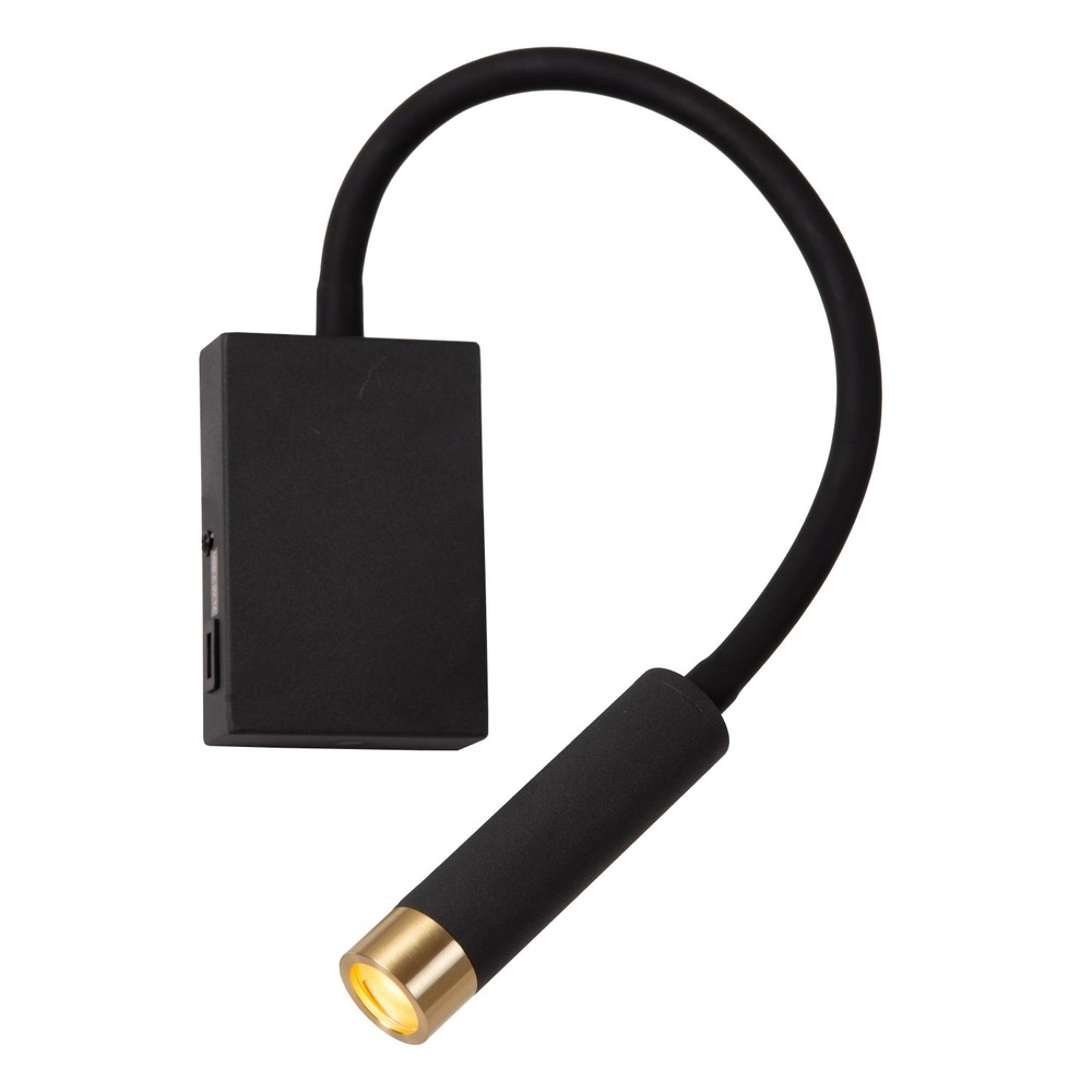 Lampe de chevet Alec noir avec port USB Lucide 5411212031952