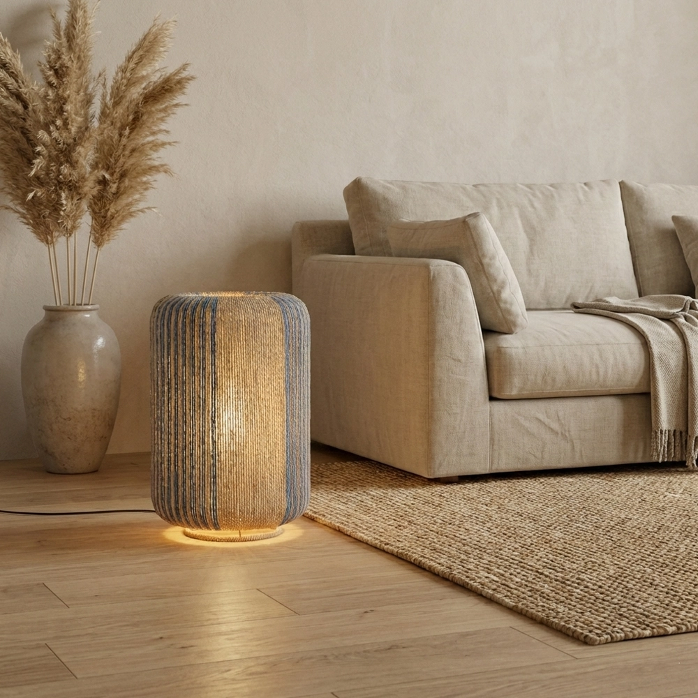 Lampe de table Abby Ø 33cm marron avec bleu