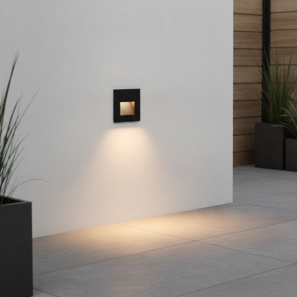Luminaire encastré carré Polka noir