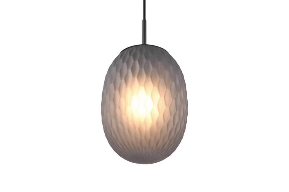 Lampe à suspension en verre Facette avec verre fumé nervuré Trio 4017807616828