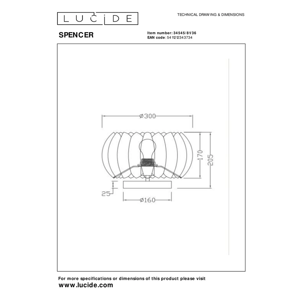 Lampe de table Spencer gris Lucide 5411212343734