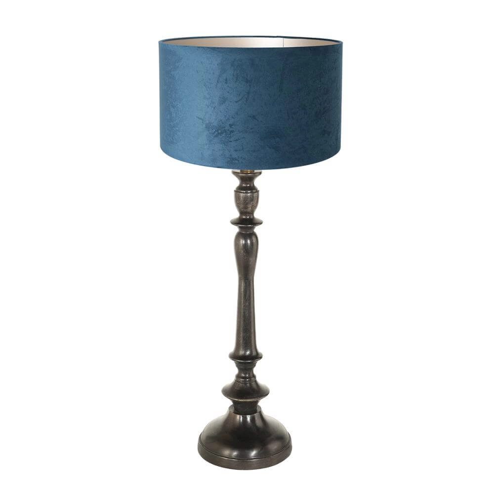 Lampe de table Bois avec capuche bleue