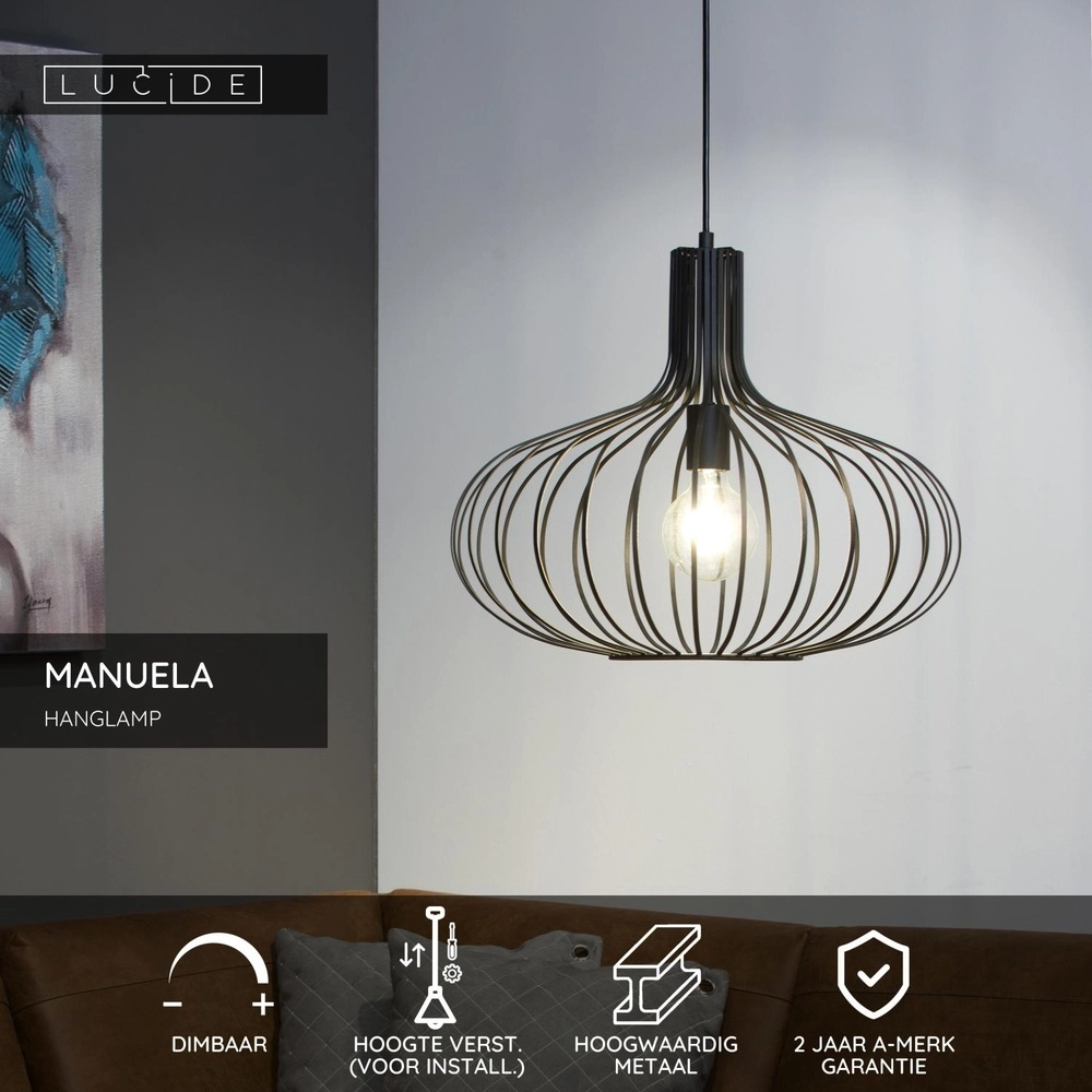 Lampe suspendue Manuela Ø 50 cm noir Lucide 5411212782045