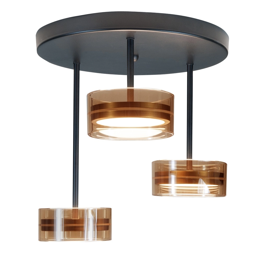 Lampe murale de conception Mini Enzo noir avec trois angles en bronze