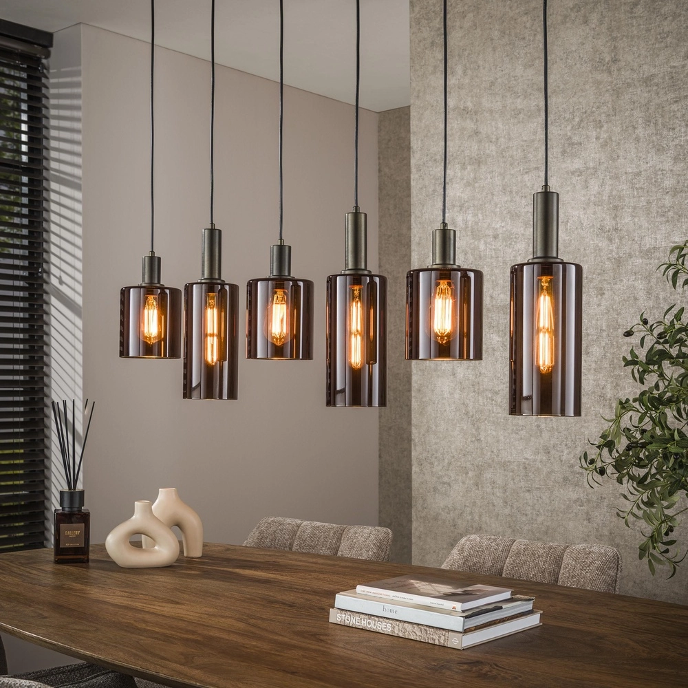 Lampe pendante de table à manger Sepiora Marron Sienna - verre foncé Lyora 8716803513457