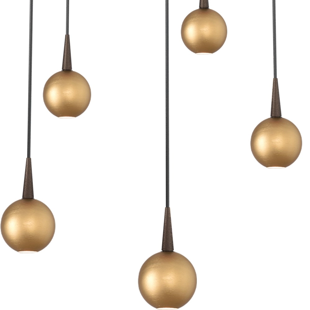 Lampe suspendue à 5 lumières Talana Brun cacao avec or Ø 35cm DTW Masterlight 8718121427126