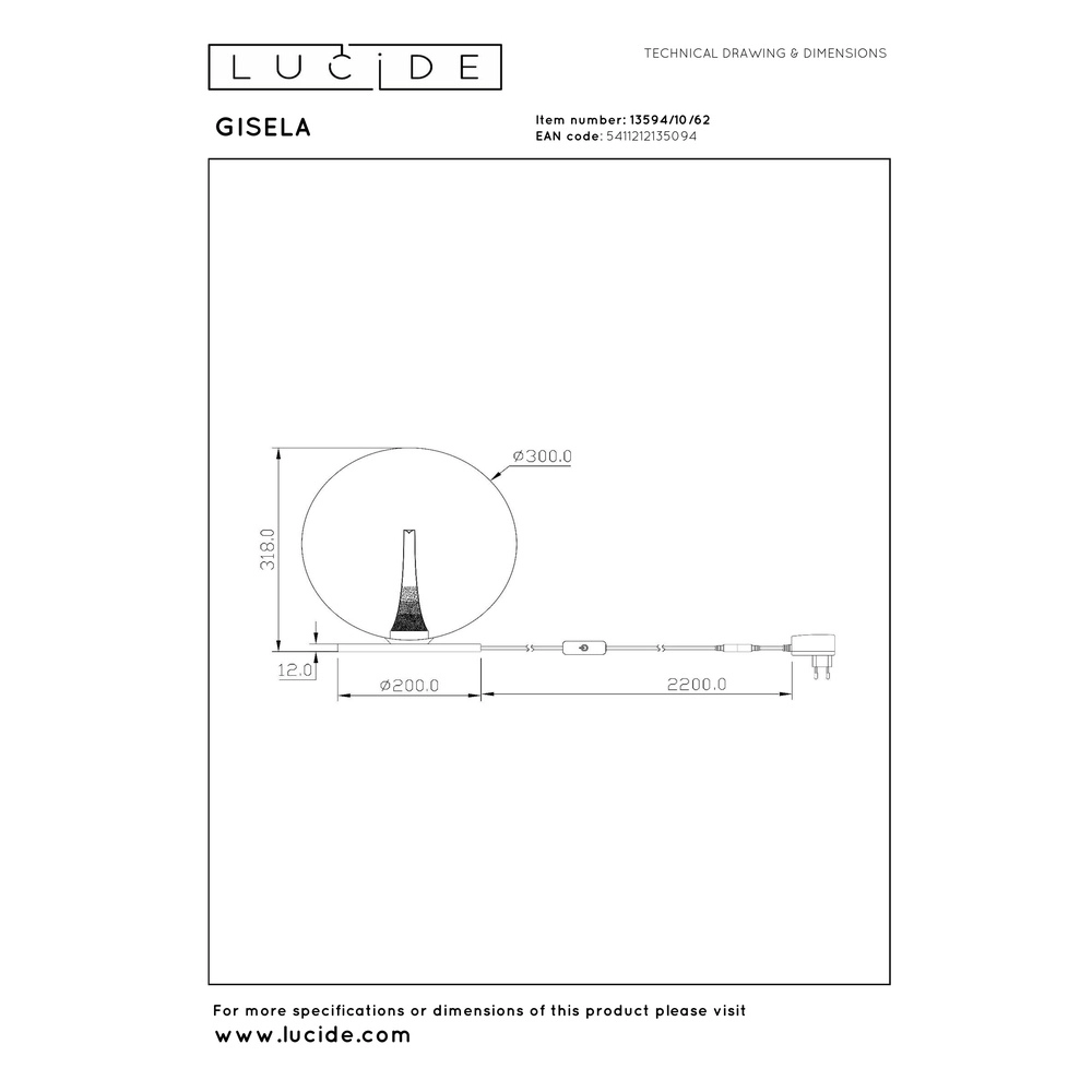 Lampe de table LED design Gisela Fondu - 1x Ø 30cm Premium by Lucide 5411212135094