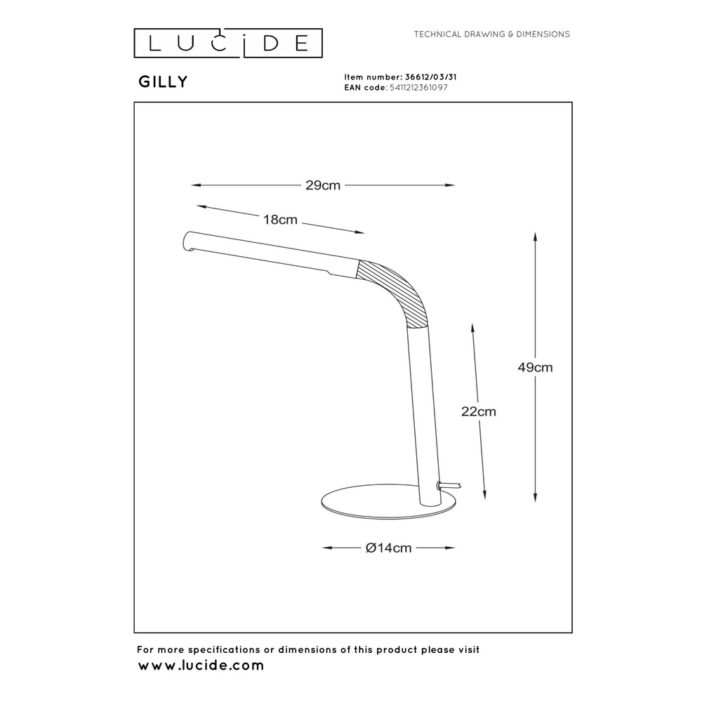 Lampe de bureau Gilly Blanc Lucide 5411212361097