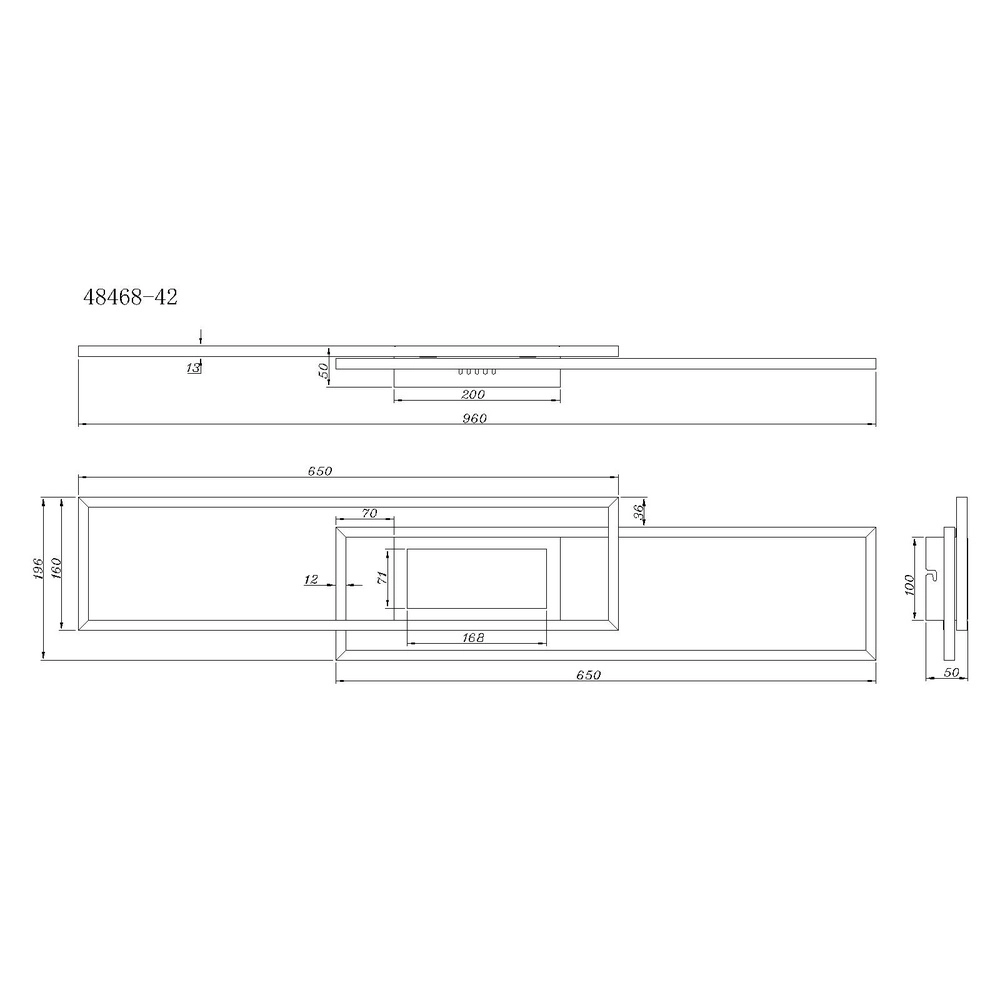 Lampe de plafond moderne Saunders Rectangle noir Globo 9007371478354