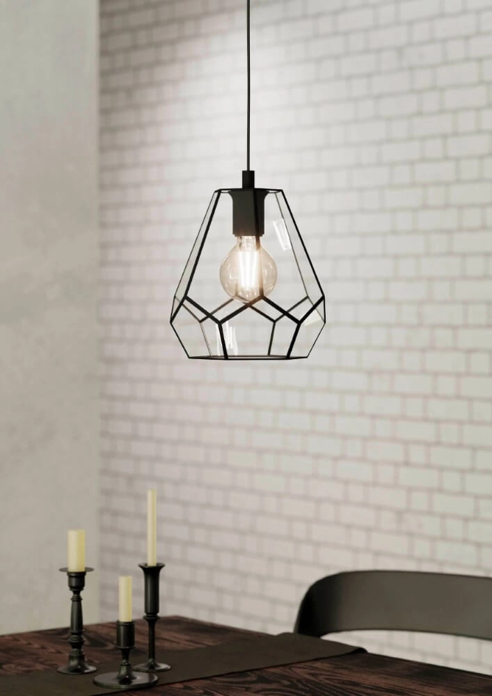 Lampe suspendue Mardyke noir avec verre Eglo 9002759436438