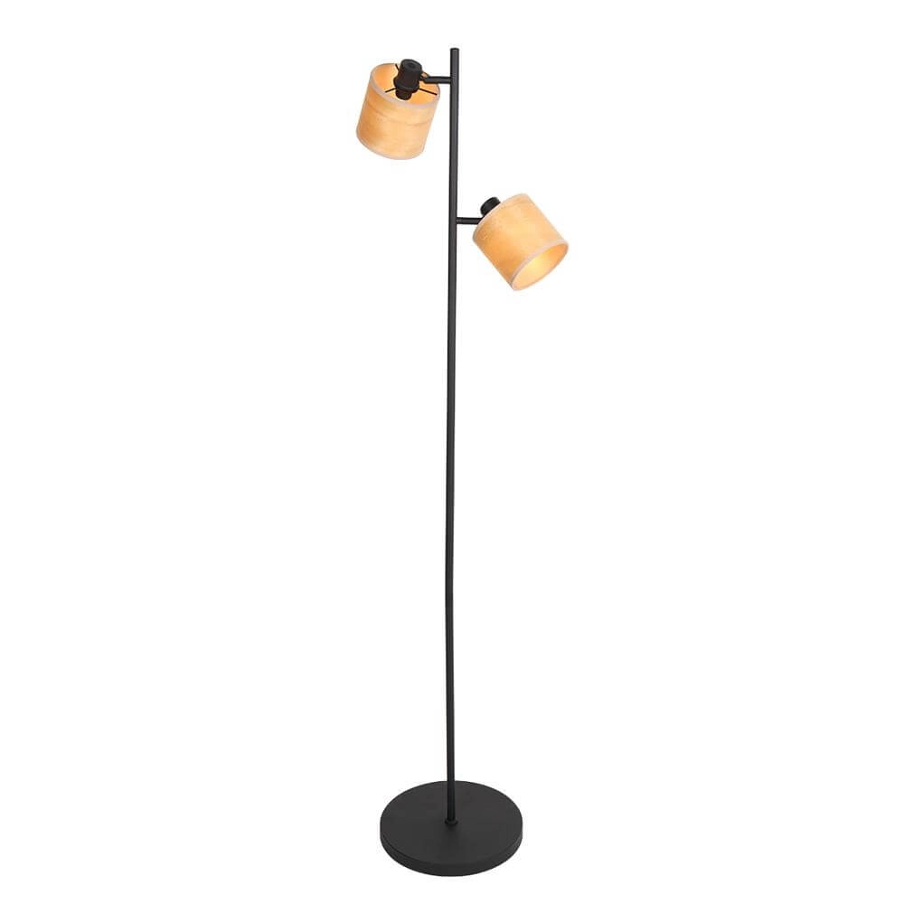 Lampadaire Bambus Noir avec bambou 2 lumières