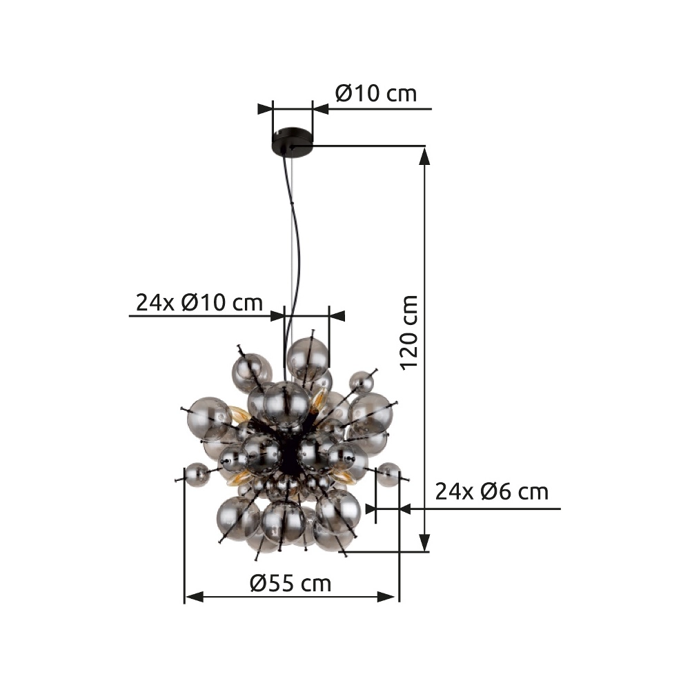 Lampe pendante unique Udo verre fumé Ø 55cm Globo 9007371452637