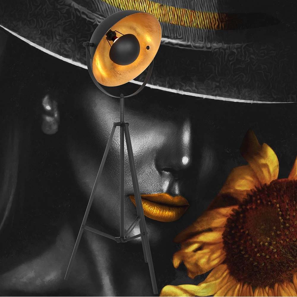 Lampadaire trépied Country Sunflower noir Steinhauer 8712746170894