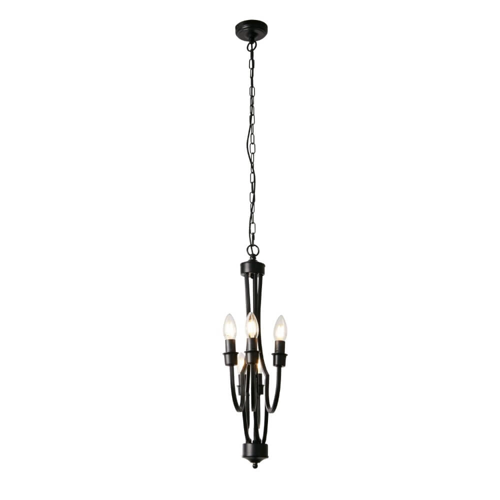Lampe suspendue classique Lodge 5 lumières noir Searchlight 5053423242200
