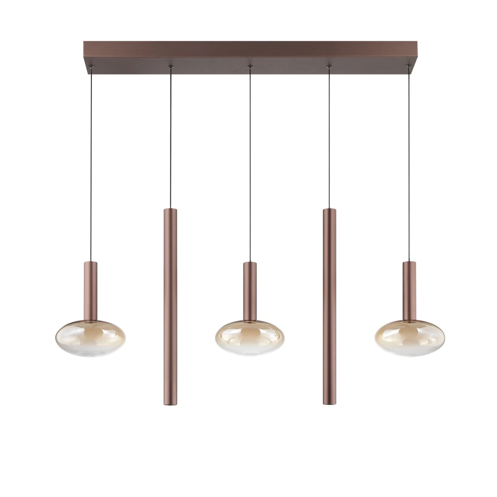 Lampe suspendue Veridian Brun café avec verre ambré Brilliant 4004353477942