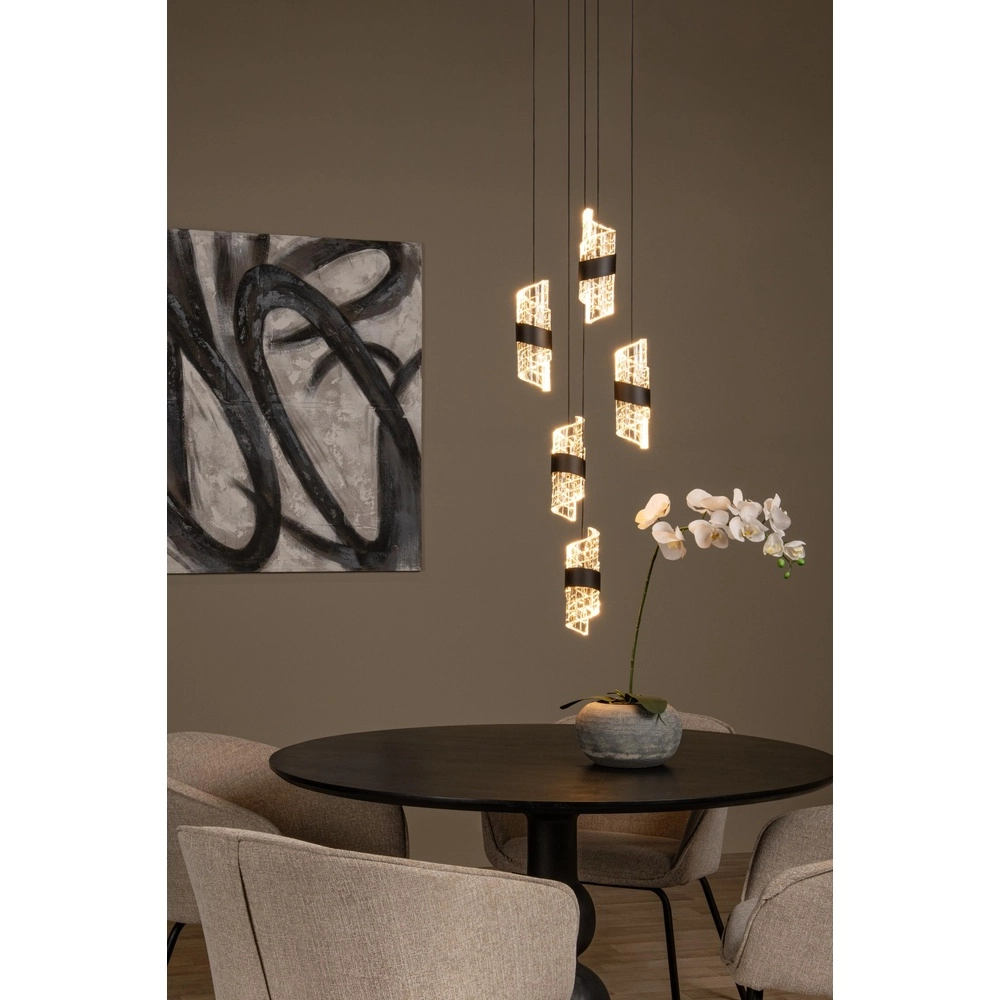Lampe pendante de conception Kligande Projectile noire à 5 lumières Lucide 5411212134639