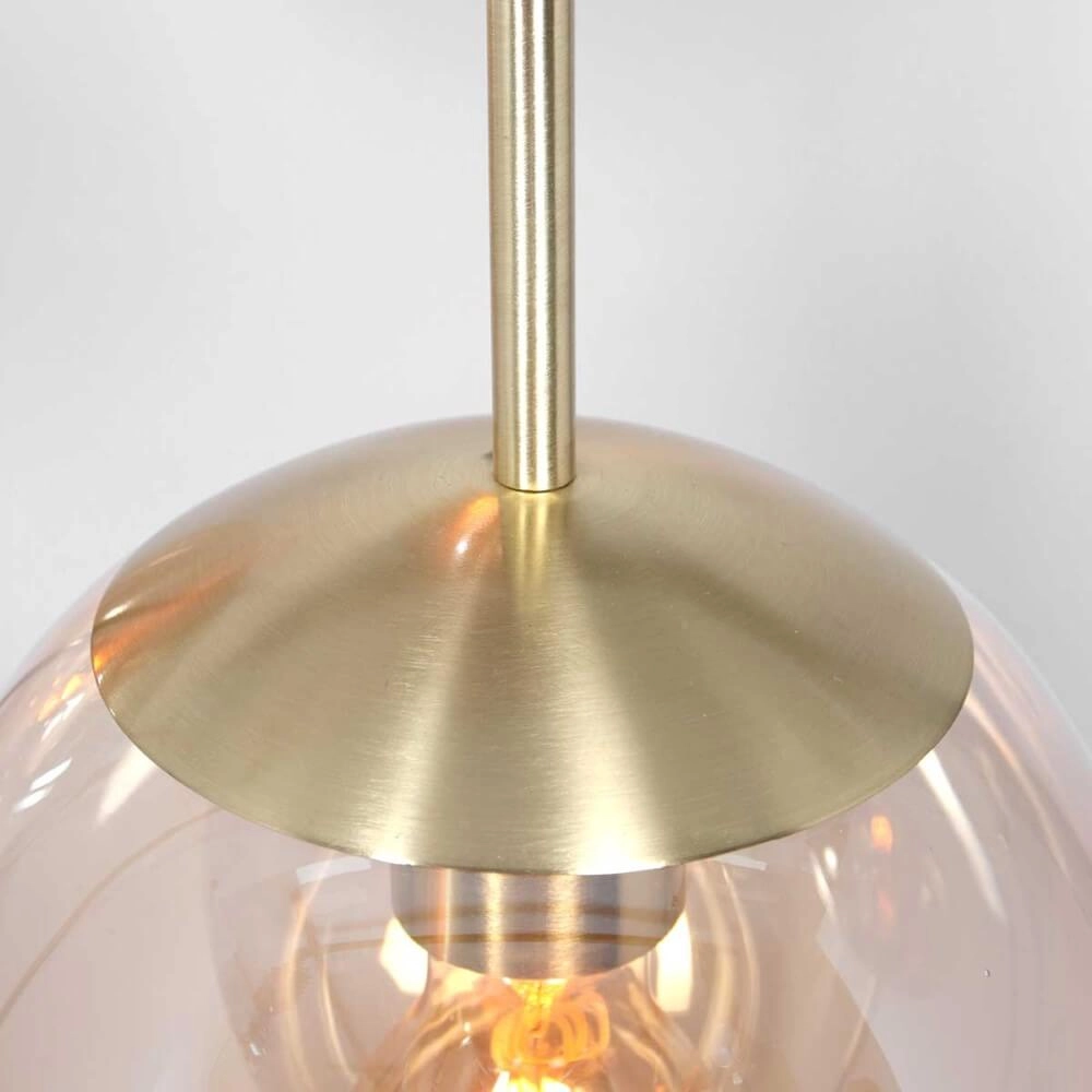 Lampe suspendue en verre à 6 lumières Bolique or avec verre ambré Steinhauer 8712746166415