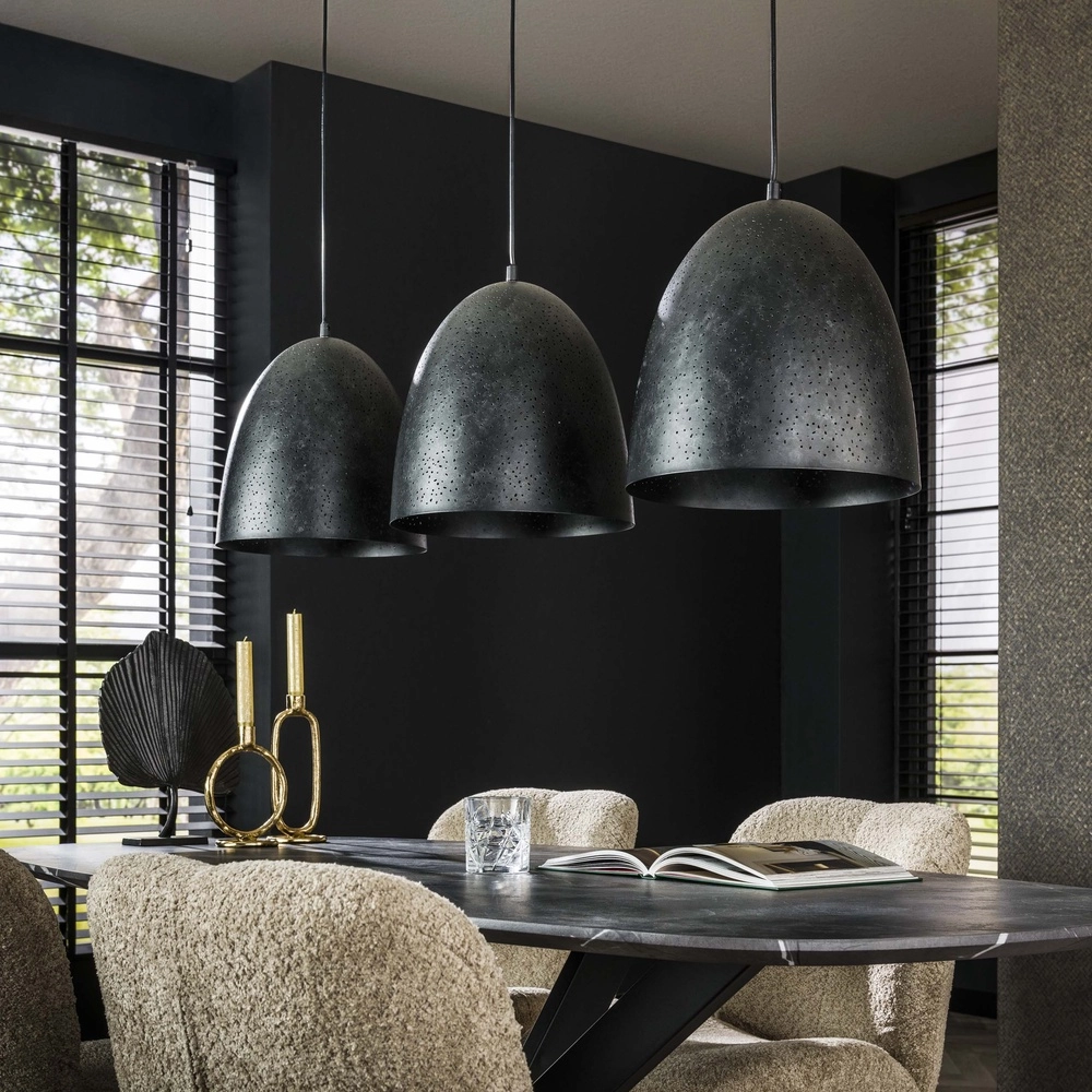 Lampe pendante de salle à manger Kosmos 3L - E27 - Charbon de bois Lyora 8716803512221
