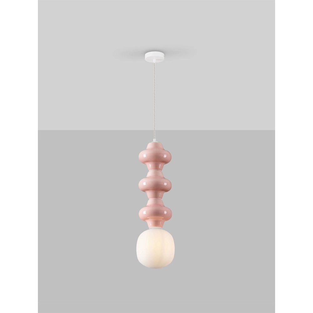 Suspension Clio L céramique rose avec verre blanc Lyora 5212017461339