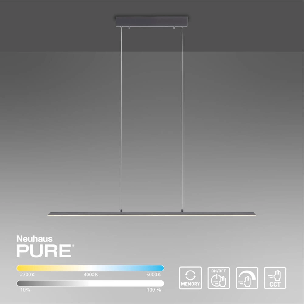 Lampe suspendue design Pure Lite 100 cm anthracite Paul Neuhaus 4012248344873