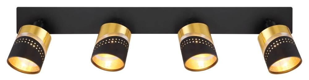 Spot de plafond 4 lumières Or noir avec de l'or Globo 9007371455706