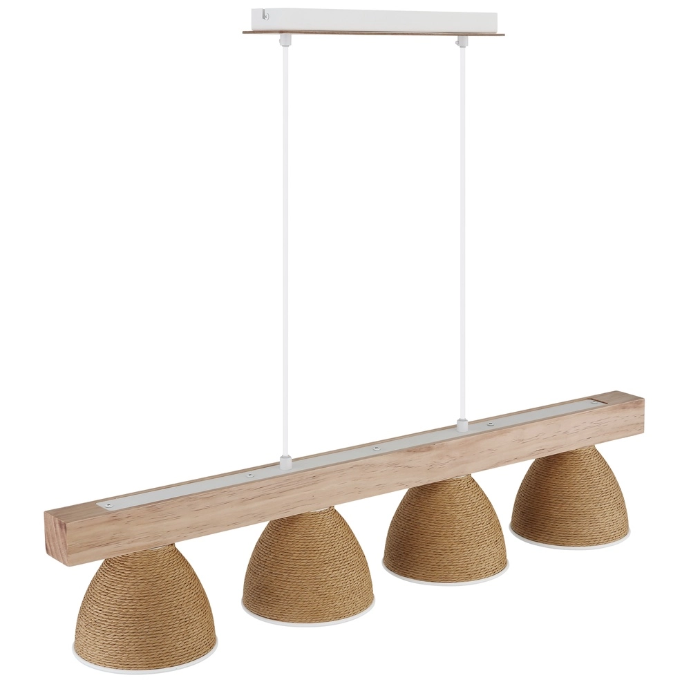 Lampe suspendue Lyndon Blanc à 4 lumières avec rotin Globo 9007371583904