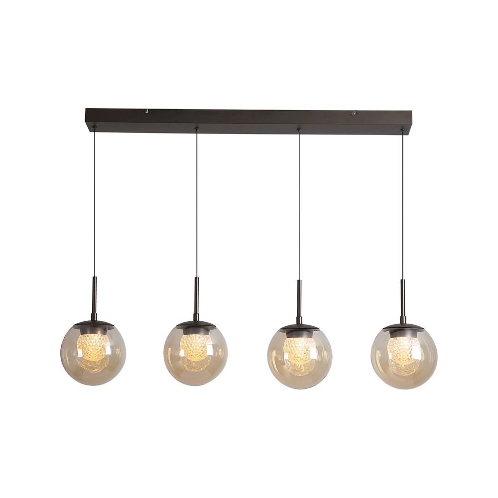 Lampe pendante de conception Solis 4-feux en bronze