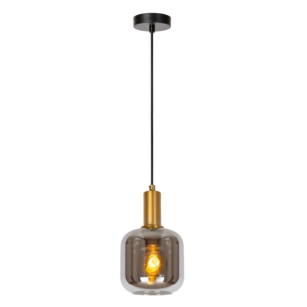 Lampe suspendue Joanet Ø 16 cm d’or avec verre fumé