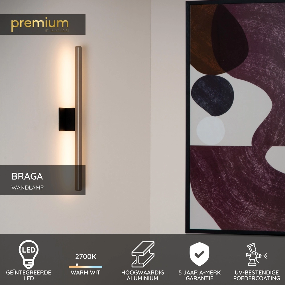 Lampe murale LED champagne de 62 cm Braga Premium by Lucide 5411212234353