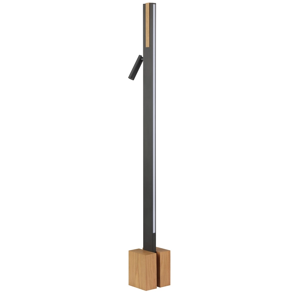 Lampadaire de conception Streamline noir avec bois Brilliant 4004353463624
