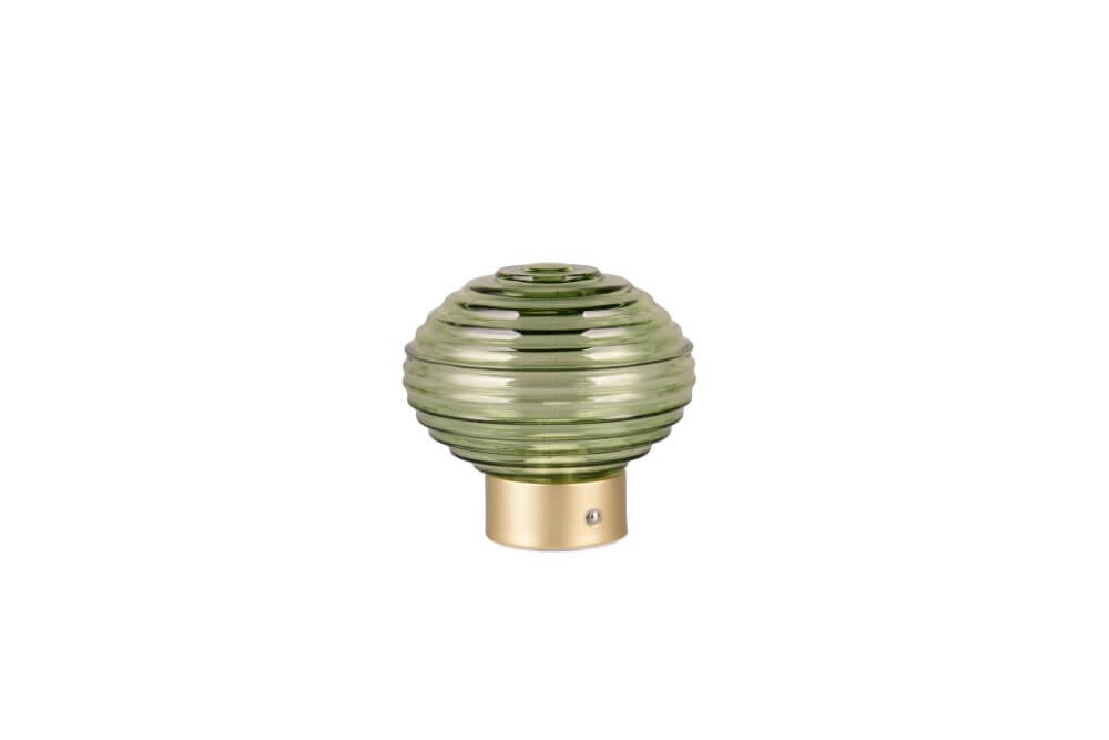 Lampe de table rechargeable dorée Earl verre vert Trio 4017807601947