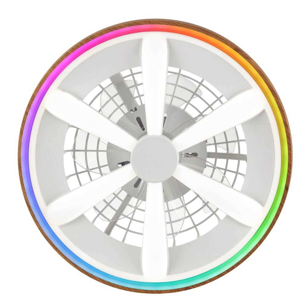 Ventilateur de plafond aspect bois Gaiano avec lampe RGB Brilliant 4004353455728