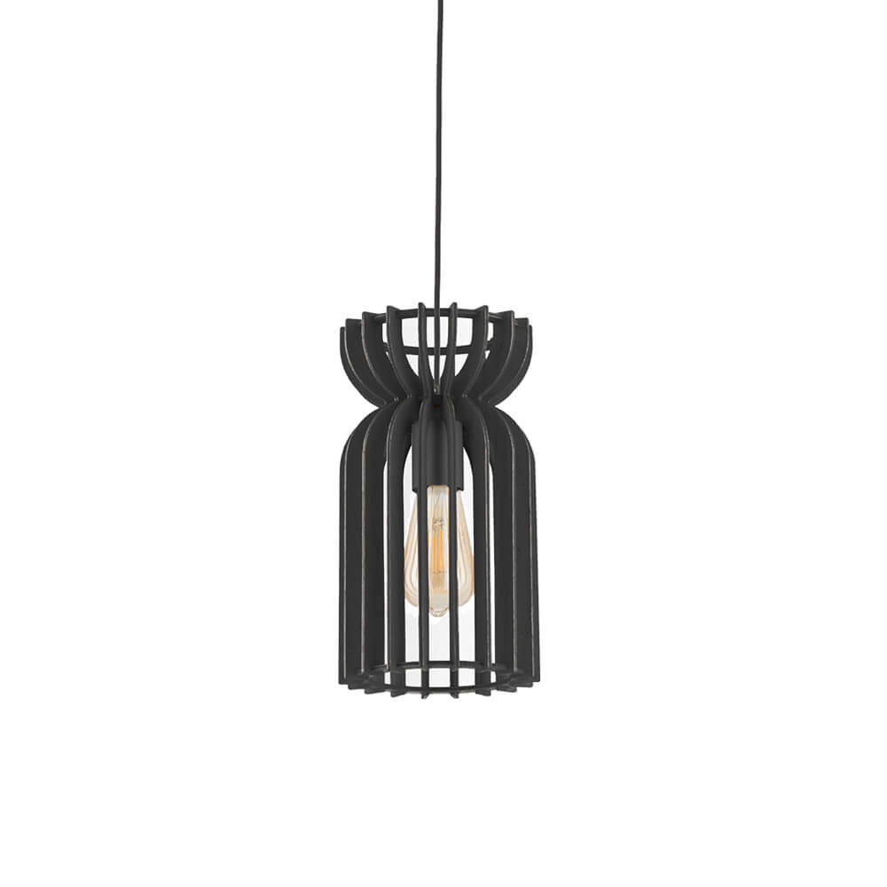 Lampe suspendue en bois Kymi Ø 16 cm - noir