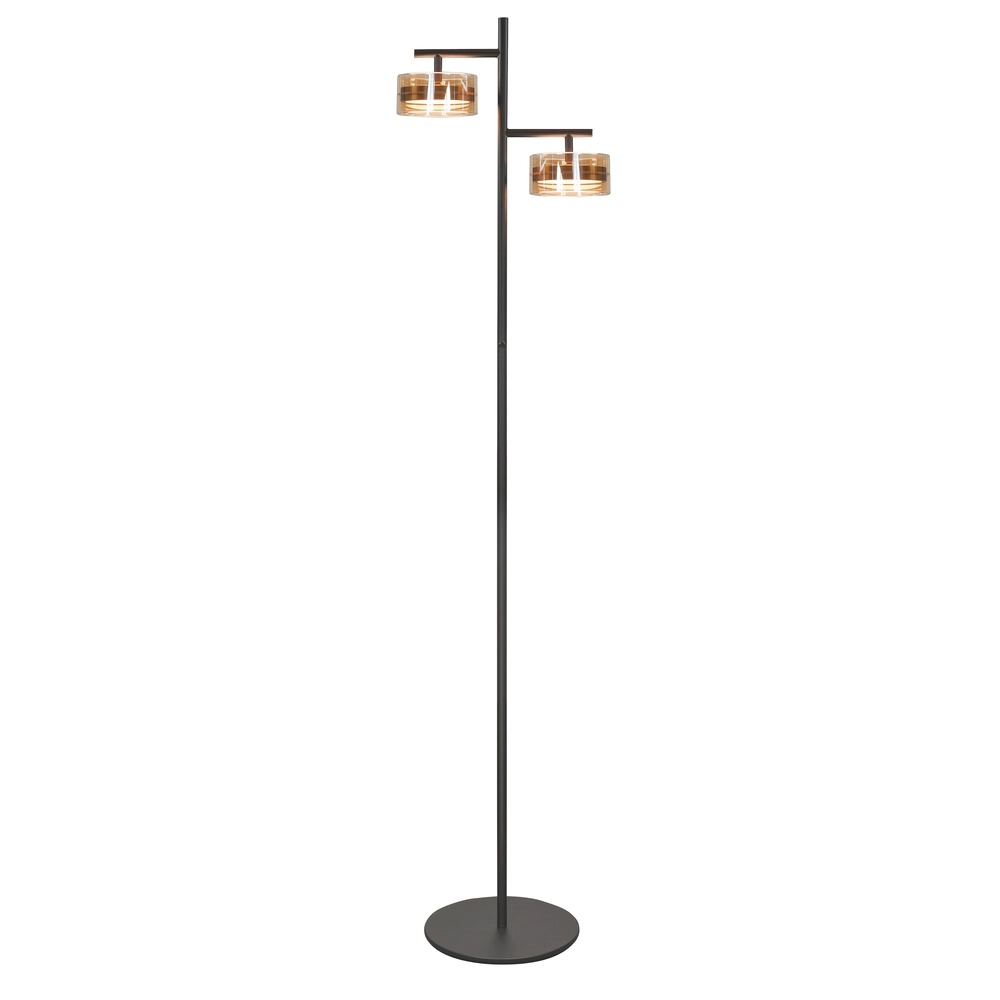 Lampadaire de conception Mini Enzo noir avec deux feux en bronze
