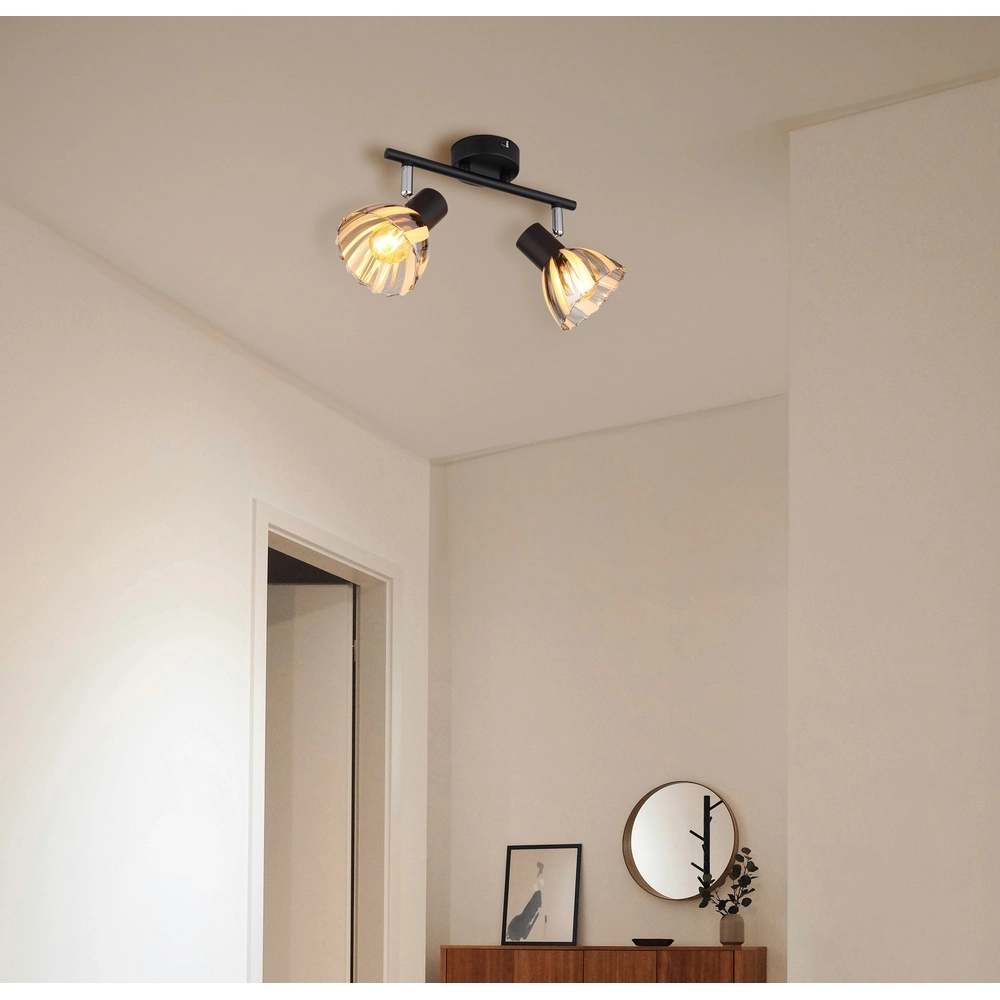 Lampe de plafond à deux lampes Zachery Noir Globo 9007371522507