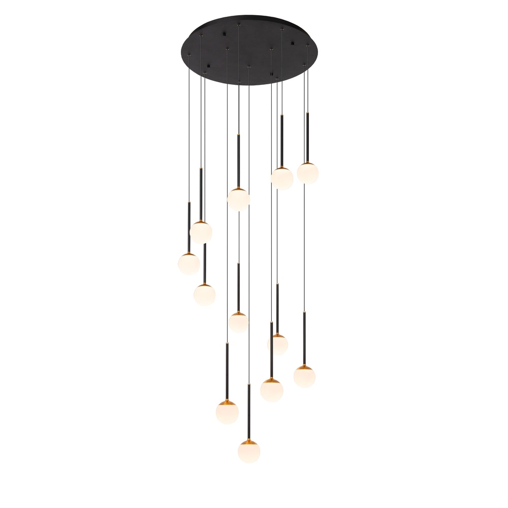 Lampe suspendue Calina 12 lumières avec sphères blanches