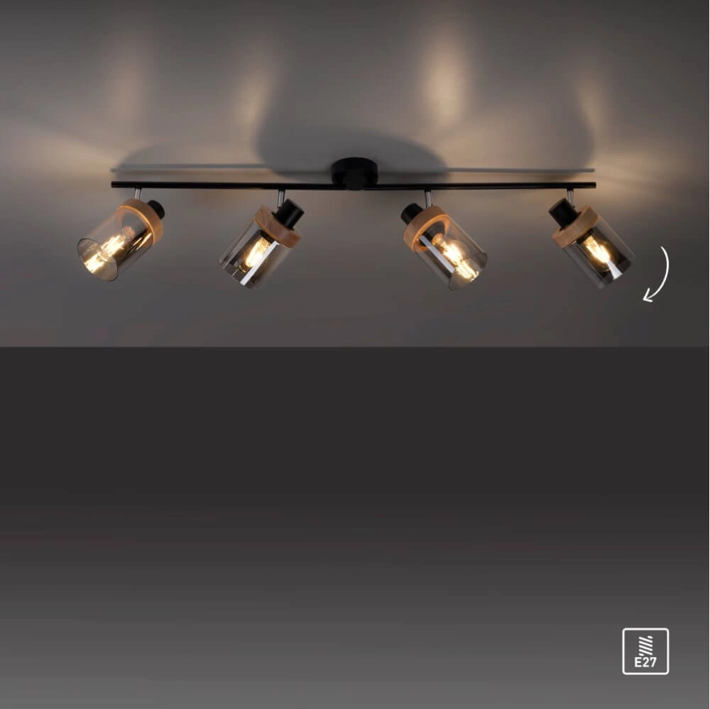 Plafonnier Pasqual 4 lumières noir Just Light 4043689986124