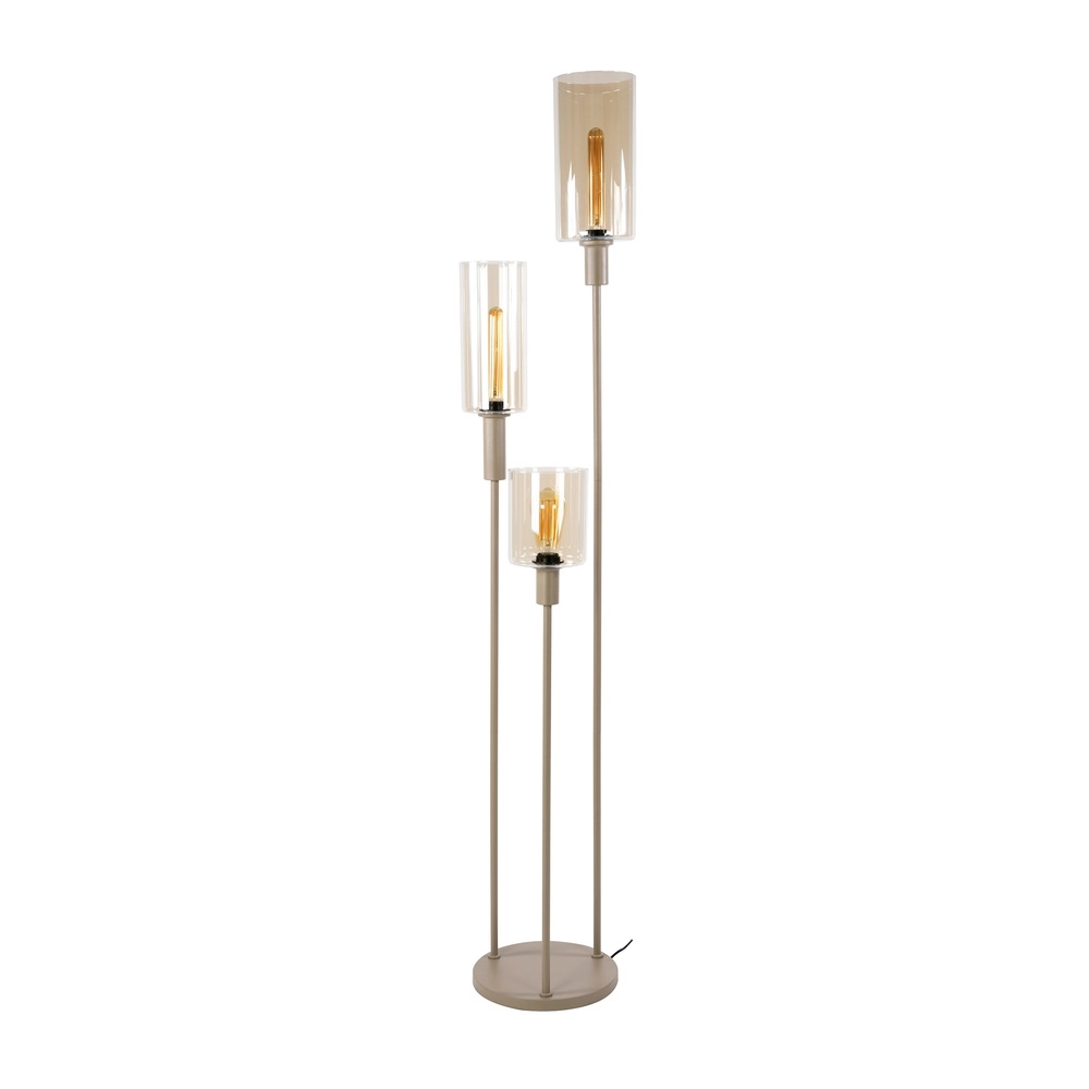 Lampadaire de conception Sepiora Brun sable rond à 3 parties Lyora 8716803515284