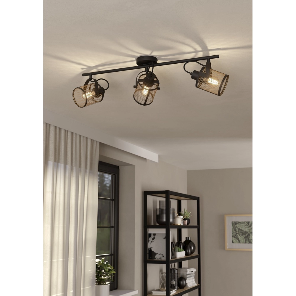 Lampe de plafond à 3 lumières Dellow noir avec or Eglo 9002759435332