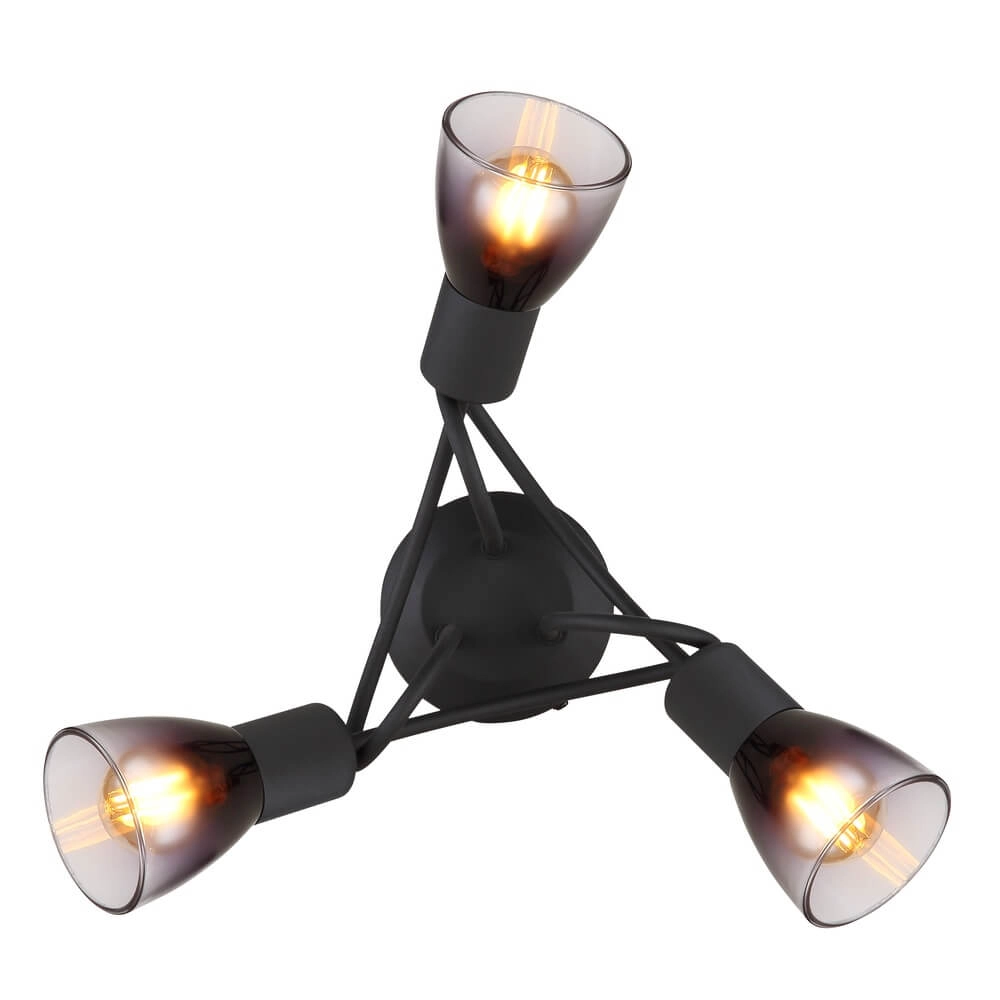 Plafonnier noir Satella Courbure à 3 lumières Globo 9007371455928