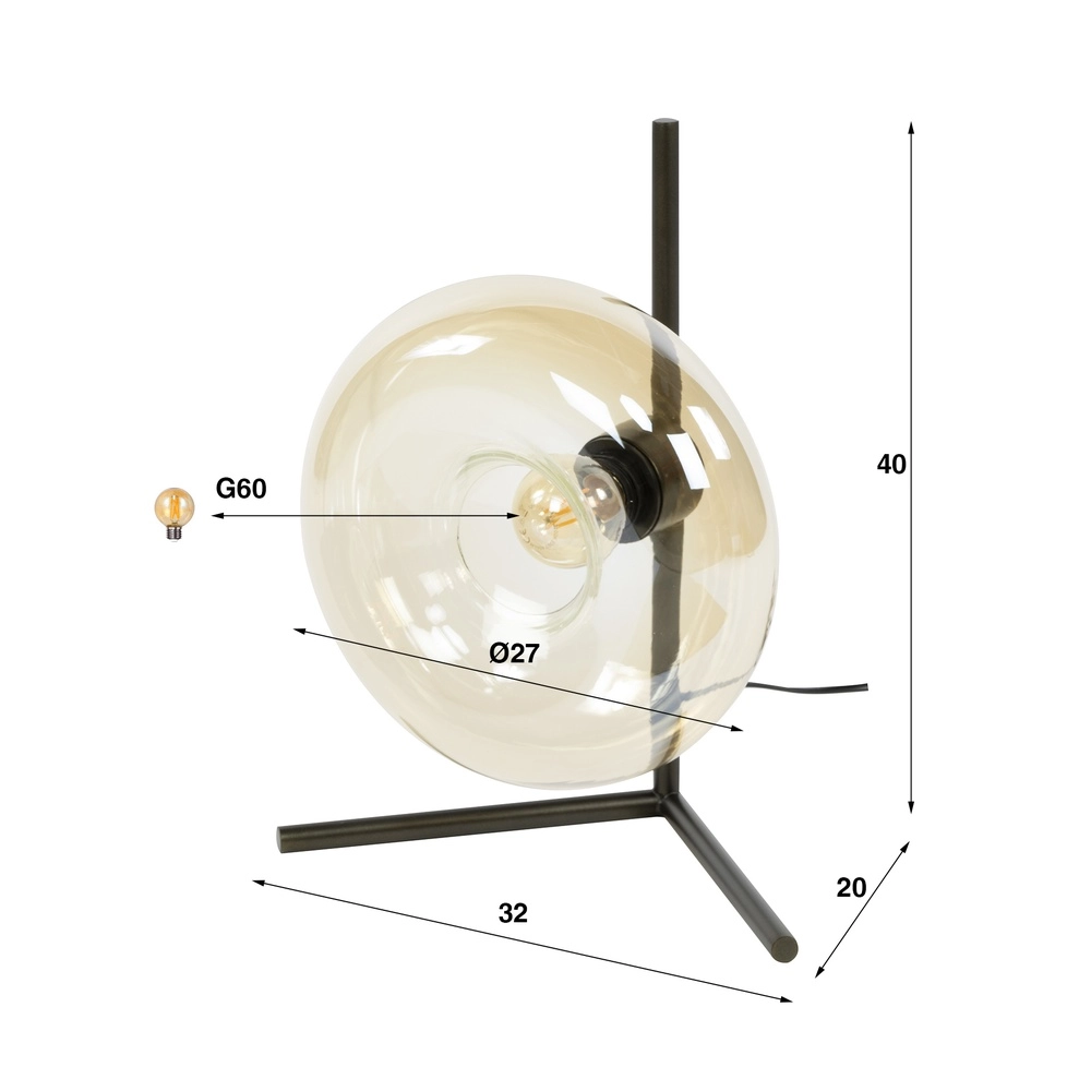 Lampe de table en verre Soll Ø 27cm - verre ambré Lyora 8716803510906