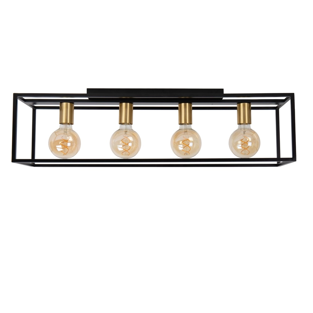 Lampe de plafond Ruben Rectangle noir de 80 cm