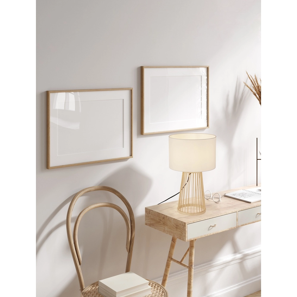 Lampe de table Lois Bois avec capot blanc Lyora 5212017465573