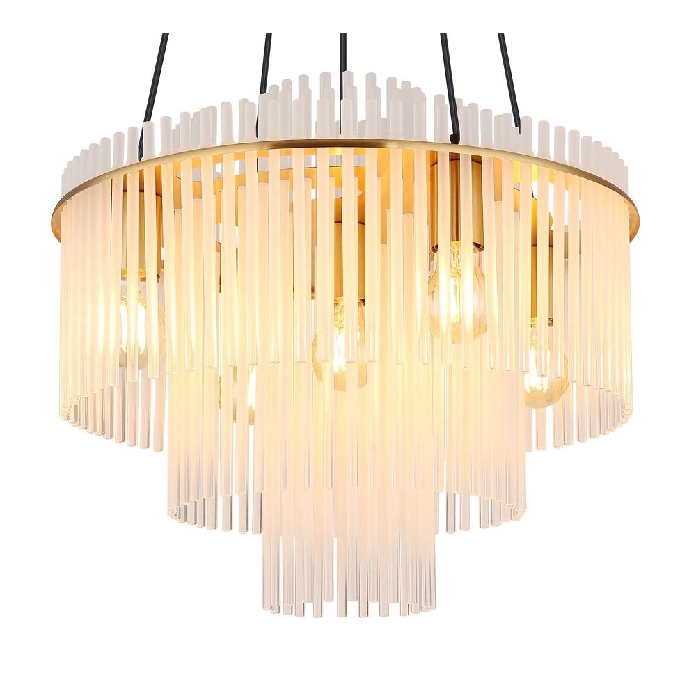 Lampe pendante Ø 50cm Gorley Or avec des bâtons en verre blanc Globo 9007371512133