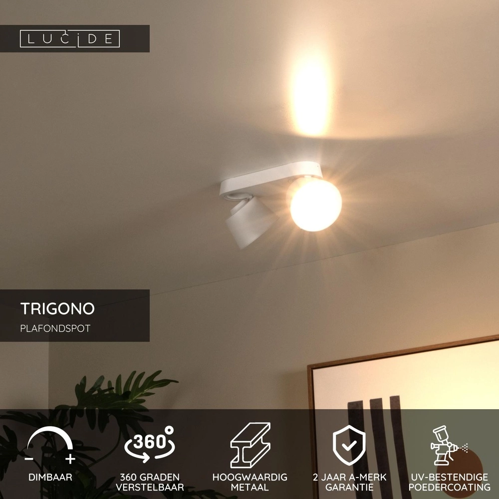 Projecteur de plafond Trigono Double blanc Lucide 5411212093141