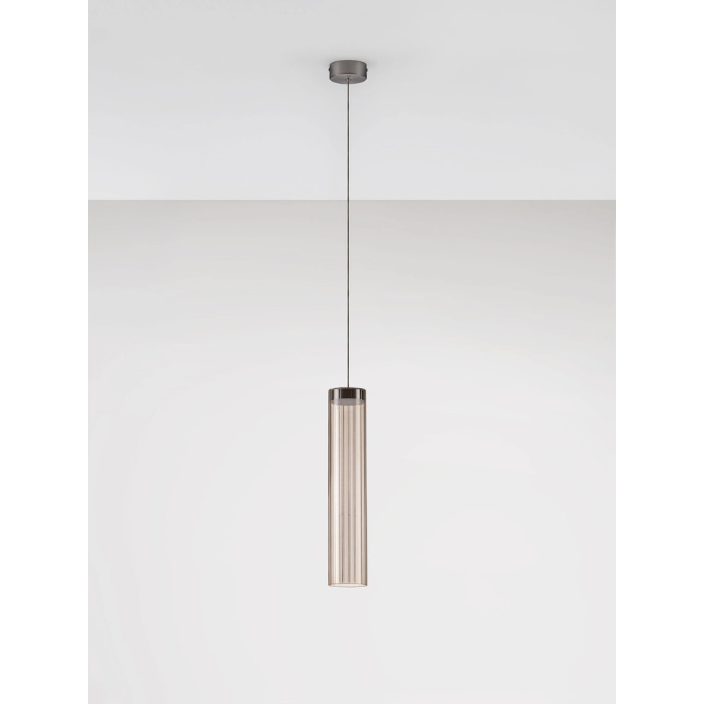 Lampe pendante de conception Brielle anthracite avec verre moka Lyora 5212017495419
