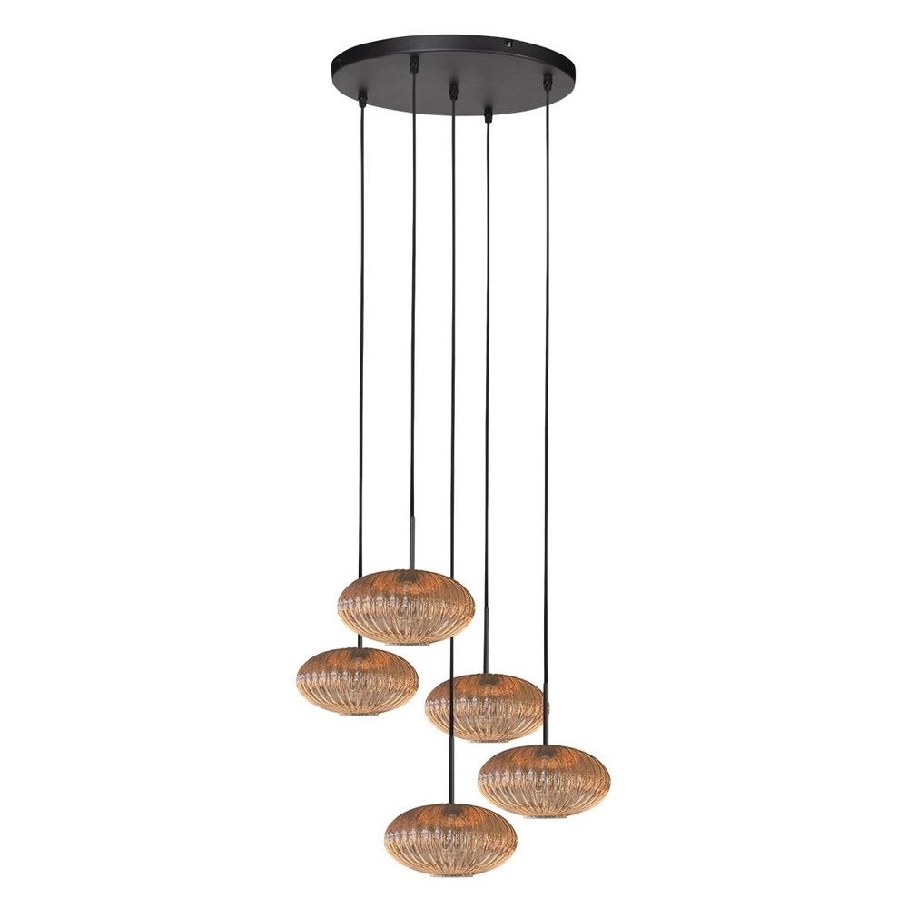 Suspension HaloSwap Verre ambré à 5 lumières Suspension HaloSwap Verre ambré à 5 lumières